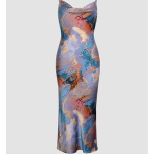 **NWT**Abstract Print Midi Slip Dress